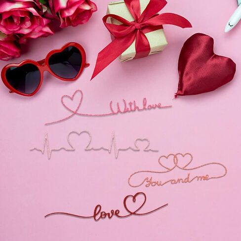 Valentines Cutting Dies for Card Making, Heartbeat Words Die Cuts Valentines Dies Embossing Stencil Template Tool for DIY Scrapbooking Paper Card and Photo Album Craft Decoration in Saudi Arabia