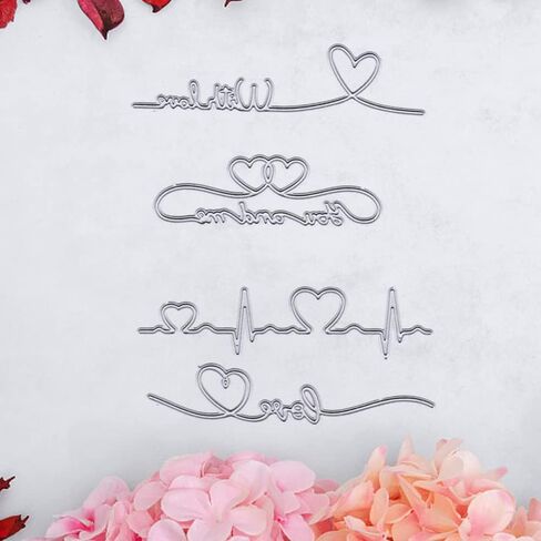Valentines Cutting Dies for Card Making, Heartbeat Words Die Cuts Valentines Dies Embossing Stencil Template Tool for DIY Scrapbooking Paper Card and Photo Album Craft Decoration in Saudi Arabia