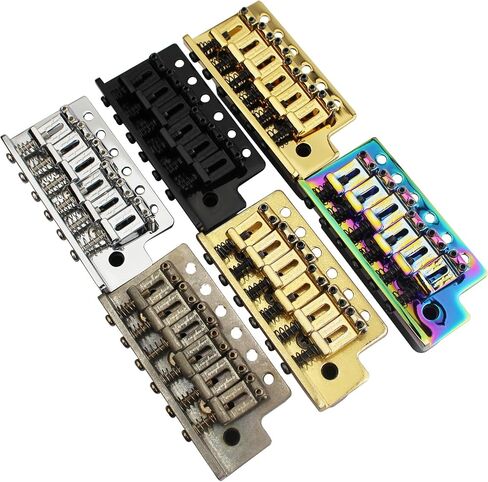 Guyker Tremolo Bridge Vintage Bent Steel Saddles and Zinc Block Compatible with Start ST Electric Guitar (GG-1004, Golden) in Saudi Arabia