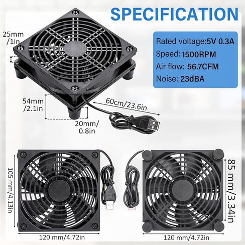 6 Pack 120mm USB Computer Fan 5V USB Cooling Fan Double Ball Bearing 50,000 Hours Life USB Powered Fan No Assembly Required Xbox Cooling Fan for Cooling PC Receiver DVR TV Box Router in Saudi Arabia