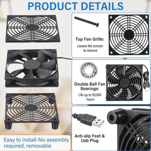 6 Pack 120mm USB Computer Fan 5V USB Cooling Fan Double Ball Bearing 50,000 Hours Life USB Powered Fan No Assembly Required Xbox Cooling Fan for Cooling PC Receiver DVR TV Box Router in Saudi Arabia
