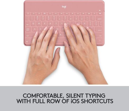 لوحة مفاتيح بلوتوث Logitech Keys-to-Go فائقة النحافة وخفيفة للغاية لأجهزة iPhone وiPad وMac وApple TV، بما في ذلك iPad Air الجيل الخامس (2022) - وردي فاتح (متجدد) in Saudi Arabia