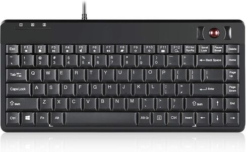Perixx Periboard-706 Wireless Trackball Mini Keyboard, Build-in 0.55 Inch Trackball for Pointing Feature, Black, US English Layout in Saudi Arabia