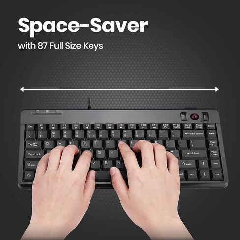 Perixx Periboard-706 Wireless Trackball Mini Keyboard, Build-in 0.55 Inch Trackball for Pointing Feature, Black, US English Layout in Saudi Arabia