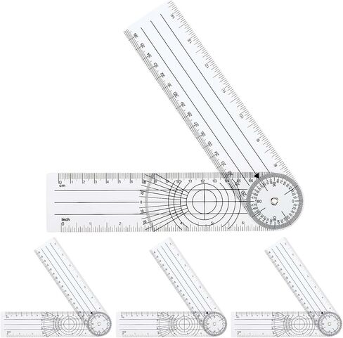 4 Pcs Plastic Goniometer 360° Quick Angle Protractor, 2mm Thicken Angle Finder Physical Therapy Ruler, 7'' Arm Angle Measuring Tool Spinal Folding Rulers for Body Arms, Knees Measuring in Saudi Arabia