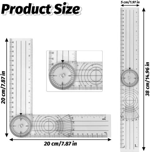4 Pcs Plastic Goniometer 360° Quick Angle Protractor, 2mm Thicken Angle Finder Physical Therapy Ruler, 7'' Arm Angle Measuring Tool Spinal Folding Rulers for Body Arms, Knees Measuring in Saudi Arabia