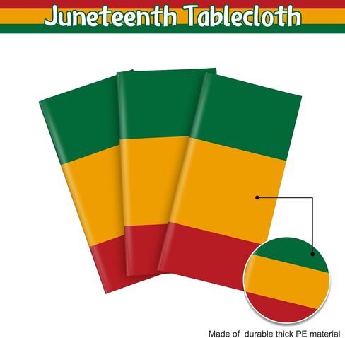Capoda 6 Pack Juneteenth Tablecloths 108 x 54 Inch Large Happy Juneteenth Table Covers Freedom Day Table Covers June 19th African Afro American Independence Plastic Tablecloths for Juneteenth Party in Saudi Arabia