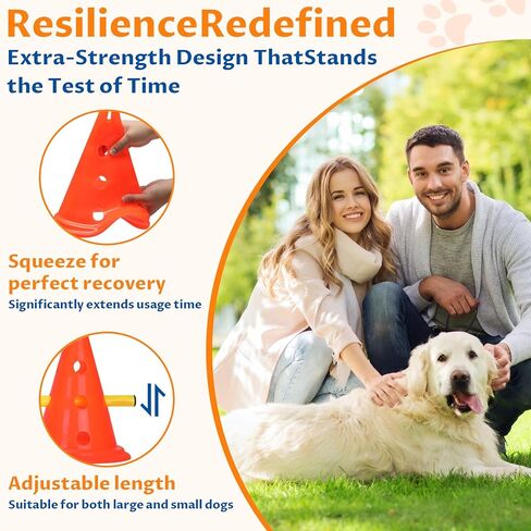 مجموعة مخروط حواجز رشاقة الكلاب: 6 مجموعات من الحواجز والأقماع، و12 مخروطًا للتمرين و6 أقطاب قابلة للتعديل - معدات رشاقة الكلاب المحمولة والمتينة للتدريب في أي مكان in Kuwait