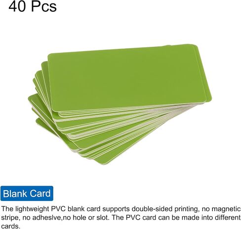 MECCANIXITY 40pcs Blank PVC Cards Color, CR80 15Mil Plastic Cards Blank ID Card Waterproof for ID Badge, Credit Cards, Identification Badges, Printer, Green in Saudi Arabia