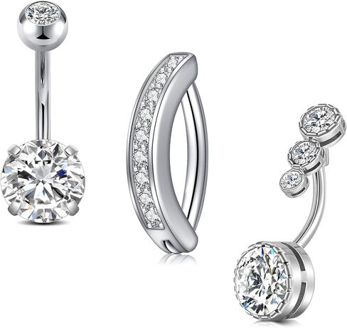 MODRSA خاتم زر البطن للنساء سلسلة بطن فضية سلسلة الخصر الفضية مجوهرات زر البطن ثقب حلقات البطن فضية سلسلة الجسم مجوهرات للنساء in Kuwait