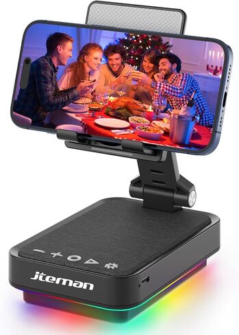 JTEMAN Gifts for Men, Cell Phone Stand with Wireless Bluetooth Speaker and LED Light, Cool Gadgets Gifts for Men Women Husband Mom Dad, Unique Birthday Gifts in Saudi Arabia