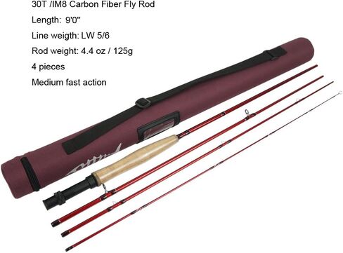 Aventik Fly Fishing Rod 4 Piece 9ft IM8 Graphite Carbon Fiber Rod Blank 8.6/9/10ft 4pc Light Weight Fly Rod with Cordura Rod Tube in Saudi Arabia