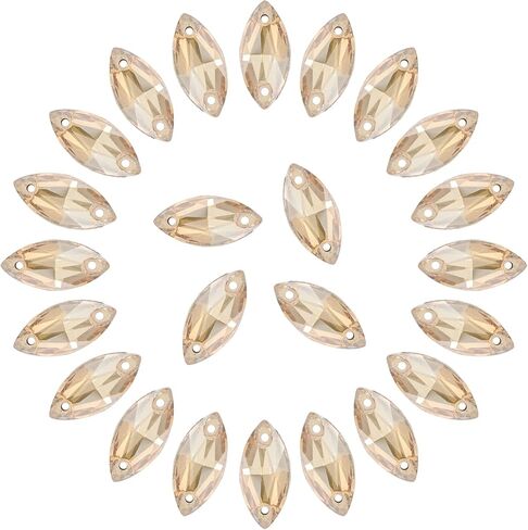 Horse Eye Rhinestones Flatback Sew on Rhinestone with 2 Holes 42pcs 7x15mm Glass Navette Shape Rhinestones for Crafts Project,Clothes,Costume,Shoes,Bags,Light Purple in Kuwait