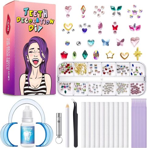 Rhinestones, Clear Nail Gems Colourful Tooth Jewelry Gems Kit -Professional Tiny Glass Nail Diamonds Jewel Kit Stone Flatback Butterfly Gold Shiny Star Love Crystals Rhinestone for Festival Party in Kuwait