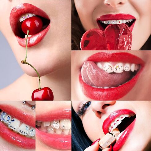 Rhinestones, Clear Nail Gems Colourful Tooth Jewelry Gems Kit -Professional Tiny Glass Nail Diamonds Jewel Kit Stone Flatback Butterfly Gold Shiny Star Love Crystals Rhinestone for Festival Party in Kuwait