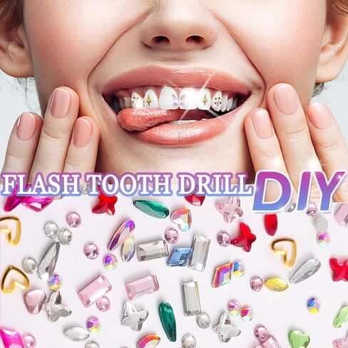 Rhinestones, Clear Nail Gems Colourful Tooth Jewelry Gems Kit -Professional Tiny Glass Nail Diamonds Jewel Kit Stone Flatback Butterfly Gold Shiny Star Love Crystals Rhinestone for Festival Party in Kuwait