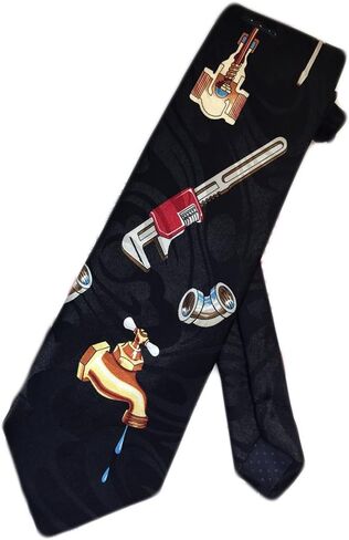 ربطة عنق Tie Mania للرجال Plumber Plumbing Leaky Sink - سوداء - ربطة عنق بمقاس واحد in Kuwait