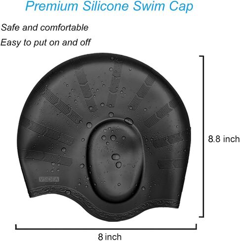 Silicone Swim Cap (2pack),Ear Protection 3D Ergonomic Design Waterproof Bathing Solid Swimming Cap Ear Cover Pockets Comfortable for Adult Men Women Long Hair in Saudi Arabia
