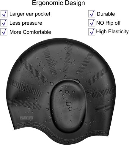 Silicone Swim Cap (2pack),Ear Protection 3D Ergonomic Design Waterproof Bathing Solid Swimming Cap Ear Cover Pockets Comfortable for Adult Men Women Long Hair in Saudi Arabia