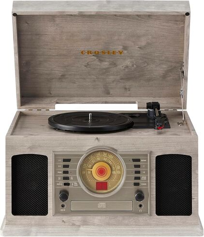 مركز كروسلي CR7011A-GY ماكوين الترفيهي مع بلوتوث وراديو AM/FM ومشغل أقراص مضغوطة وسطح كاسيت ومدخل Aux-in، رمادي in Kuwait