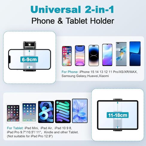 حامل ثلاثي للهاتف والكمبيوتر اللوحي، حامل ثلاثي القوائم مقاس 68 بوصة مع جهاز تحكم عن بعد، حامل ثلاثي خفيف الوزن لتسجيل الفيديو/الصور/مدونة الفيديو/السفر، متوافق مع iPad Pro/Mini/Air/الهواتف الذكية/الكاميرا in Kuwait