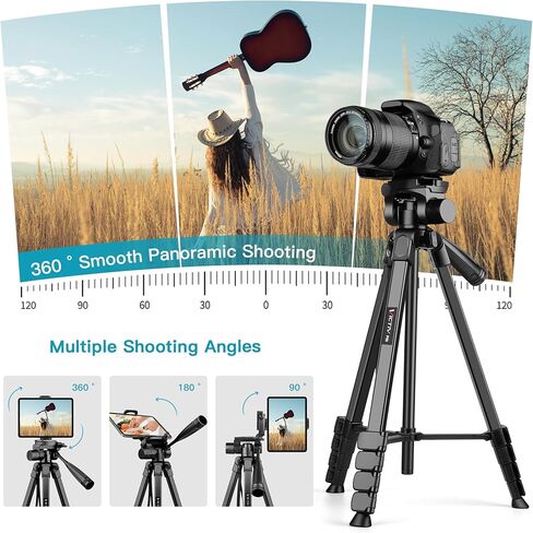 حامل ثلاثي للهاتف والكمبيوتر اللوحي، حامل ثلاثي القوائم مقاس 68 بوصة مع جهاز تحكم عن بعد، حامل ثلاثي خفيف الوزن لتسجيل الفيديو/الصور/مدونة الفيديو/السفر، متوافق مع iPad Pro/Mini/Air/الهواتف الذكية/الكاميرا in Kuwait