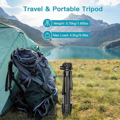 حامل ثلاثي للهاتف والكمبيوتر اللوحي، حامل ثلاثي القوائم مقاس 68 بوصة مع جهاز تحكم عن بعد، حامل ثلاثي خفيف الوزن لتسجيل الفيديو/الصور/مدونة الفيديو/السفر، متوافق مع iPad Pro/Mini/Air/الهواتف الذكية/الكاميرا in Kuwait