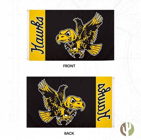 Desert Cactus University of Iowa Flag Hawkeyes Flags Banners 100% Polyester Indoor Outdoor 3x5 (Vintage Team Name) in Saudi Arabia