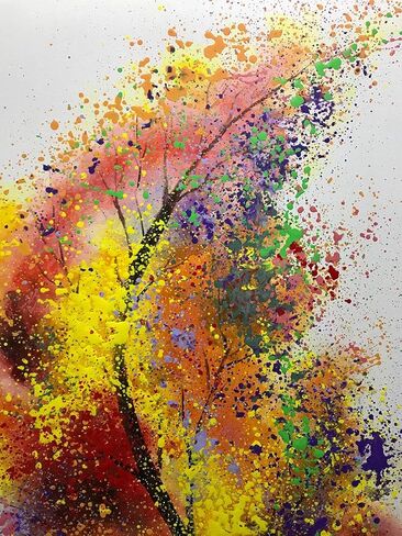 Boiee Art، 24 × 48 بوصة 100% شجرة الحياة مرسومة يدويًا فن جداري تجريدي لشجرة الحظ عمل فني عمودي ملون مؤطر على القماش لتزيين المنزل in Kuwait