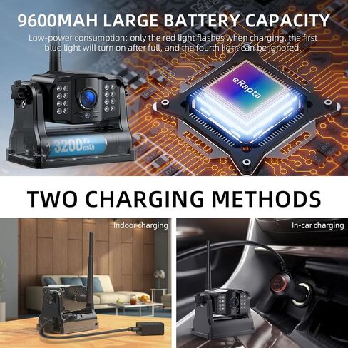 [Works with ACT501 Only] eRapta Magnetic Wireless Backup Camera 1080P, Night Vision, IP69K Waterproof 9600mAh Rechargeable Camera System Extra Camera Only for ACT501 System ACT501(T) in Saudi Arabia