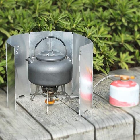 الزجاج الأمامي لموقد التخييم، 10 ألواح من الألومنيوم للتخييم وخفيفة الوزن وقابلة للطي وموقد التعبئة للزجاج الأمامي. in Kuwait