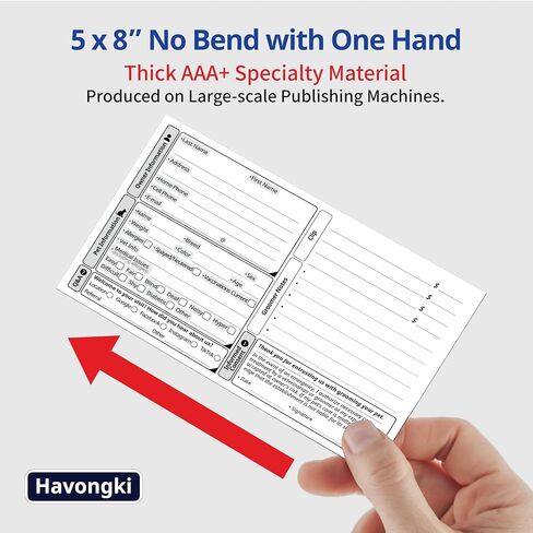 ملاحظة بطاقات العميل المميزة للعناية بالكلاب الأليفة | سميكة 100 عبوة 5x8 بوصة | تسجيل المعلومات، سجل العميل، فهرس، ملف تعريف جهة الاتصال، بطاقة الخدمة لمصففي الملابس المحترفين in Kuwait