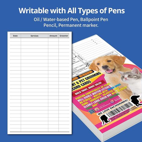 ملاحظة بطاقات العميل المميزة للعناية بالكلاب الأليفة | سميكة 100 عبوة 5x8 بوصة | تسجيل المعلومات، سجل العميل، فهرس، ملف تعريف جهة الاتصال، بطاقة الخدمة لمصففي الملابس المحترفين in Kuwait