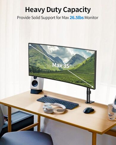 MOUNTUP Single Monitor Desk Mount, Height Adjustable Gas Spring Monitor Arm for 13-35 Inch Monitor, Heavy Duty Computer Monitor Stand Holds 6.6-26.5lbs, VESA Mount with Clamp and Grommet Base, MU6005 in Saudi Arabia