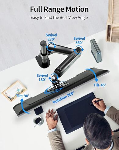 MOUNTUP Single Monitor Desk Mount, Height Adjustable Gas Spring Monitor Arm for 13-35 Inch Monitor, Heavy Duty Computer Monitor Stand Holds 6.6-26.5lbs, VESA Mount with Clamp and Grommet Base, MU6005 in Saudi Arabia