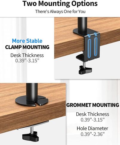 MOUNTUP Single Monitor Desk Mount, Height Adjustable Gas Spring Monitor Arm for 13-35 Inch Monitor, Heavy Duty Computer Monitor Stand Holds 6.6-26.5lbs, VESA Mount with Clamp and Grommet Base, MU6005 in Saudi Arabia