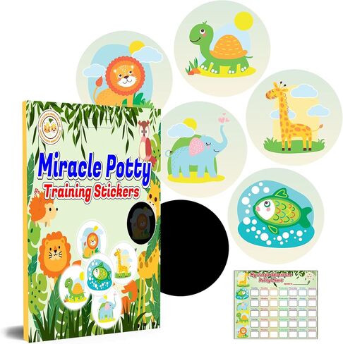 Miracle Potty Training Color Changing Stickers for Girls and Boys | Jungle Animal Toddler Potty Training Seat Toilet Sticker | Use with or Without Printable Potty Chart Or Potty Watch | 5 Pack in Saudi Arabia