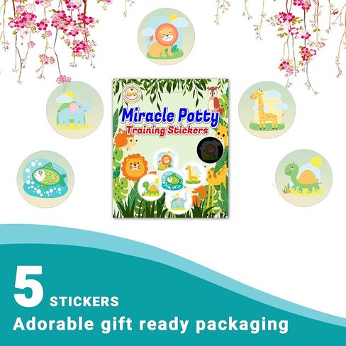 Miracle Potty Training Color Changing Stickers for Girls and Boys | Jungle Animal Toddler Potty Training Seat Toilet Sticker | Use with or Without Printable Potty Chart Or Potty Watch | 5 Pack in Saudi Arabia