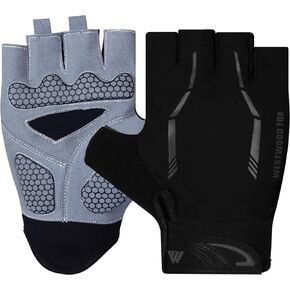 WESTWOOD FOX Cycling Gloves Half Finger Unisex Padded Grips Palm Bicycle Riding MTB Bike Gloves Non-Slip Fingerless Short Mountain Ride Men’s Sports Hiking Climbing Camping Gym