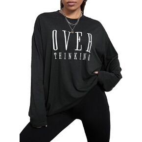 COZYEASE Women's Graphic Long Sleeve T Shirt Tops Round Neck Casual Vintage Oversized Graphic Tee Shirts