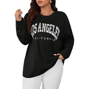 COZYEASE Women's Graphic Long Sleeve T Shirt Tops Round Neck Casual Vintage Oversized Graphic Tee Shirts
