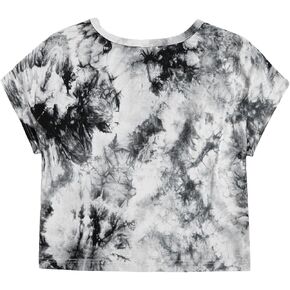 SweatyRocks Women's Tie Dye Round Neck Slim Fit Short Sleeve Crop Top T-Shirt
