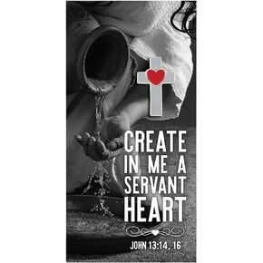 Servant Heart Lapel Pin with Prayer Card, John 13:14 Serving Bible Verse, Cross Accessory for Clothing, Bags, and More, Great Christian Gift For Family and Friends, 1 Inch