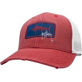 قبعة سائق الشاحنة Chambray للرجال من Guy Harvey، رقعة حمراء/بيلفيش in Kuwait