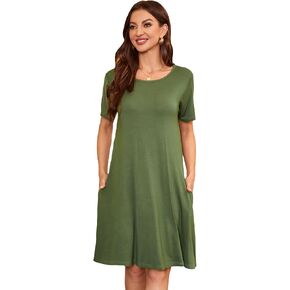 Women's Summer Dresses 2024 Casual T Shirt Dress Short Sleeve Loose Flowy Sundress Swing Tunic Dress with Pockets in Saudi Arabia