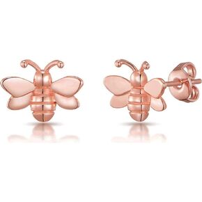 Minimalist Honeybee Small Stud Earrings for Women Girls 925 Sterling Silver Bee Cartilage Tragus Earrings Studs Bumble Bee Earrings Simple Jewelry Gifts