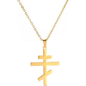 EUEAVAN Orthodox Cross Pendant Necklace Stainless Steel Classic Cross Pendant Necklace Russian Orthodox Amulet Jewellery Religious Necklace