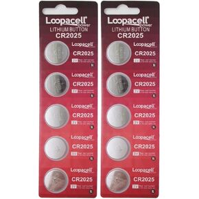 LOOPACELL Lithium Battery CR2025-10 Pcs Pack - 2 Blisters 3V Lithium Button Cell