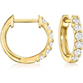 Ross-Simons 0.33 ct. t.w. Lab-Grown Diamond Hoop Earrings in 18kt Gold Over Sterling