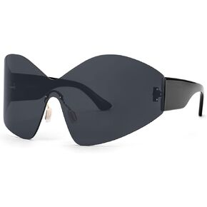 Louriy Oversized Sunglasses Womens Mens Fashion Rimless Y2k Shades Trendy Shield Wrap Around Sun glasses